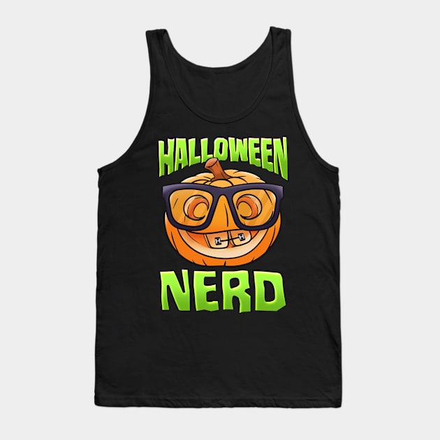 Halloween Nerd Funny Jack O-Lantern with Eyeglasses Tank Top by creative